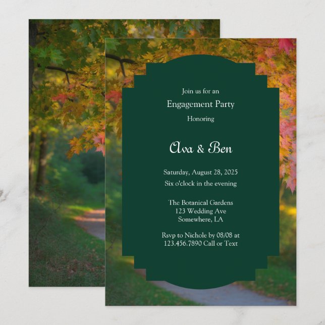 Colourful Autumn Day Engagement Party Invitation (Front/Back)