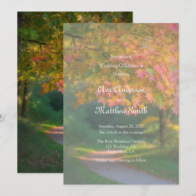 Colourful Autumn Day Wedding Celebration  Invitation (Front/Back)