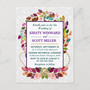 Colourful Autumn Fall Leaves Wedding Postcard
