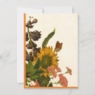 Colourful Autumn Flowers Happy Thanksgiving Holiday Card