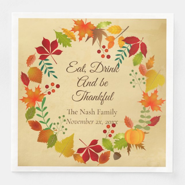 Colourful Autumn Foliage For Thanksgiving Napkin (Front)