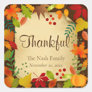 Colourful Autumn Foliage For Thanksgiving Square Sticker