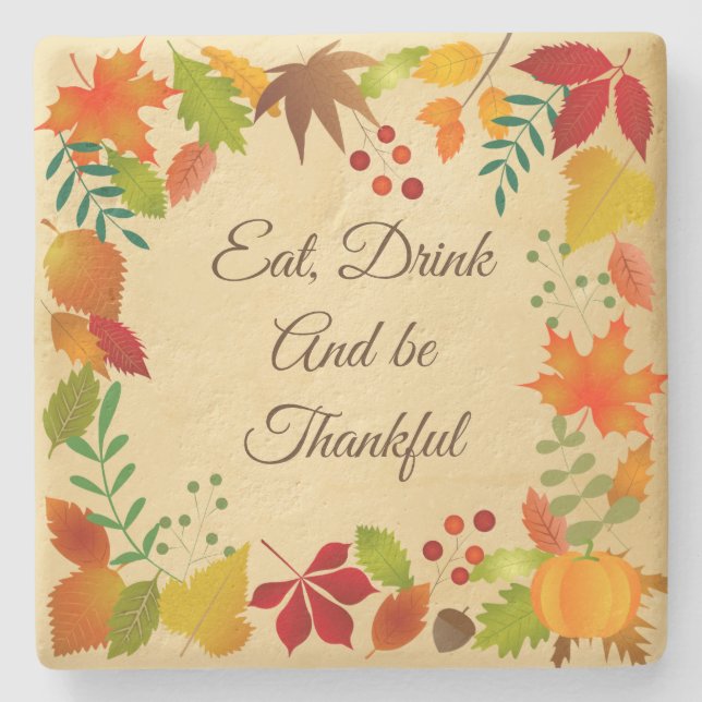 Colourful Autumn Foliage For Thanksgiving Stone Coaster (Front)