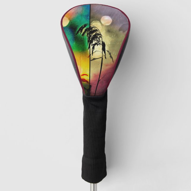 Colourful Autumn Grass Silhouette Golf Head Cover (Front)