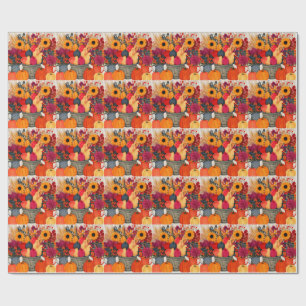Colourful Autumn Harvest, vibrant colours, Wrapping Paper