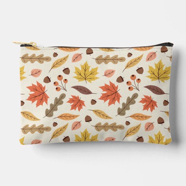 Colourful Autumn Leaf Fall Pattern Accessory Pouch (Front)