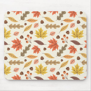 Colourful Autumn Leaf Fall Pattern Mouse Pad