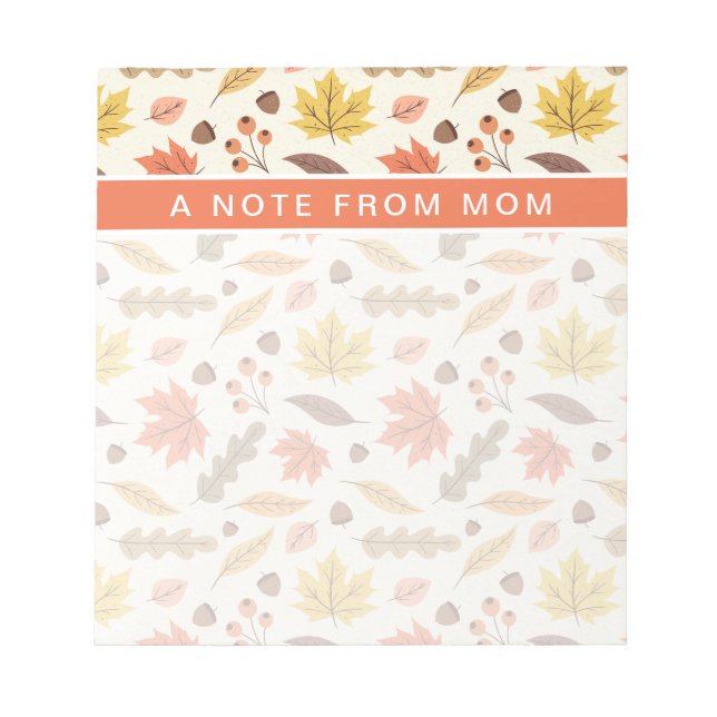 Colourful Autumn Leaf Fall Pattern Notepad (Front)