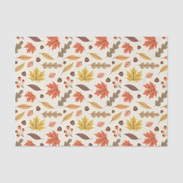 Colourful Autumn Leaf Fall Pattern Tissue Paper (Front)
