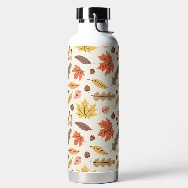 Colourful Autumn Leaf Fall Pattern Water Bottle (Left)