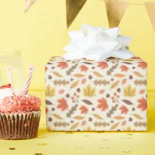Colourful Autumn Leaf Fall Pattern Wrapping Paper