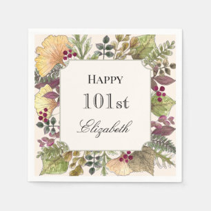 Colourful Autumn Leaves 101st Birthday Napkin