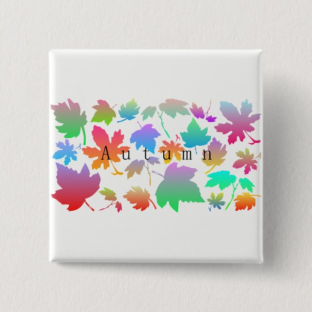 Colourful autumn leaves 15 cm square badge (Front)