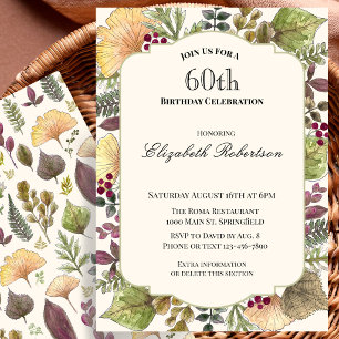 Colourful Autumn Leaves 60th Birthday Party Invitation