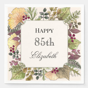 Colourful Autumn Leaves 85th Birthday Napkin