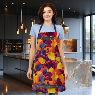 Colourful Autumn Leaves and Berries Design  Apron