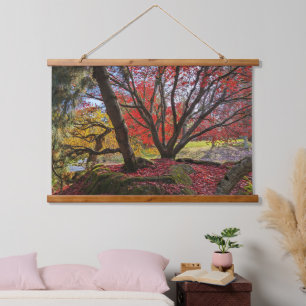 Colourful Autumn Leaves and Trees Landscape Hanging Tapestry