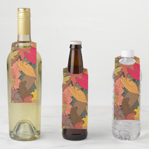 Colourful autumn leaves bottle tag