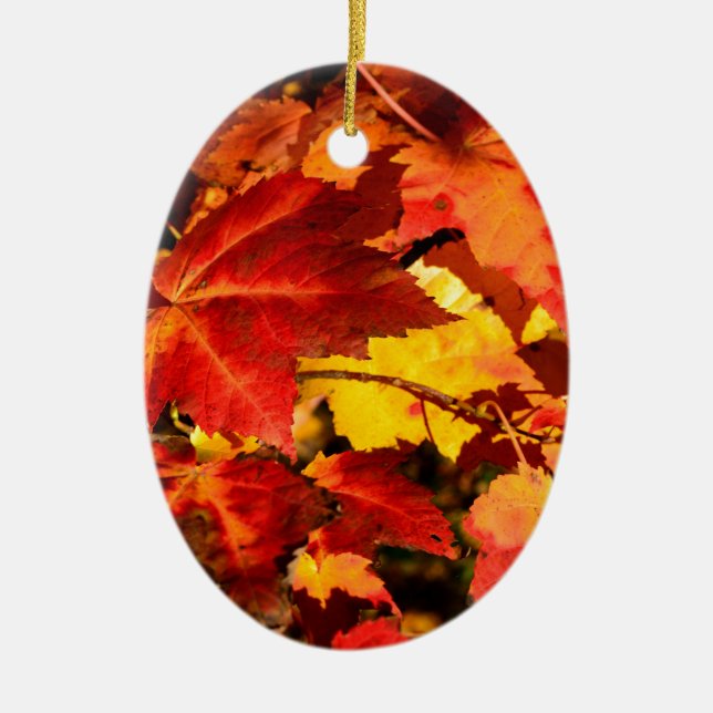 Colourful Autumn Leaves Ceramic Tree Decoration (Front)