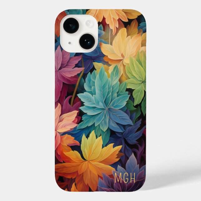 Colourful Autumn Leaves Custom Monogram Case-Mate iPhone Case (Back)
