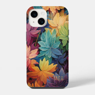 Colourful Autumn Leaves Custom Monogram iPhone 14 Case