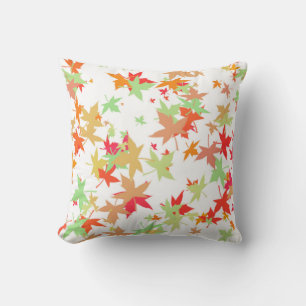 Colourful autumn leaves design throw pillow