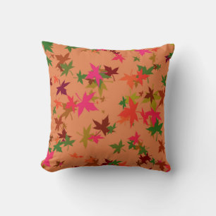 Colourful autumn leaves design throw pillow