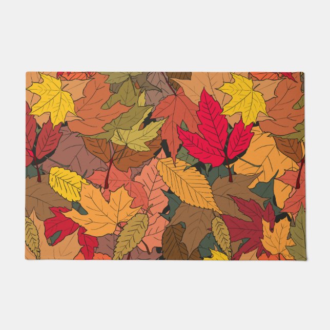 Colourful autumn leaves doormat (Front)