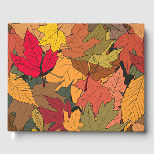 Colourful autumn leaves guest book