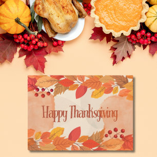 Colourful Autumn Leaves Happy Thanksgiving Holiday Card