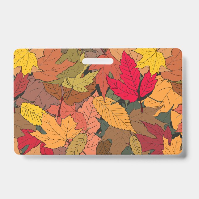 Colourful autumn leaves ID badge (Front)
