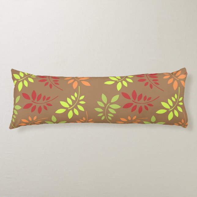 Colourful Autumn Leaves in Warm Tones Body Cushion (Front)