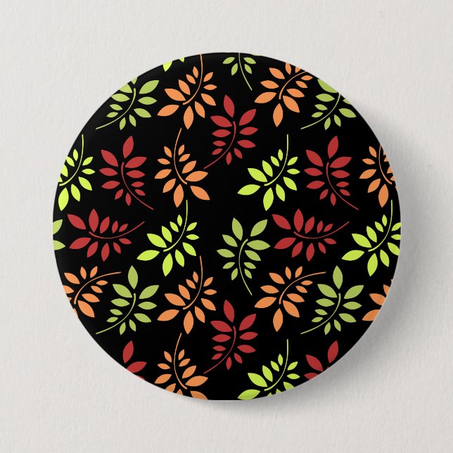 Colourful Autumn Leaves in Warm Tones Button (Front)