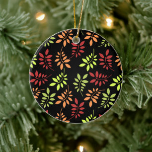 Colourful Autumn Leaves in Warm Tones Ceramic Orna Ceramic Tree Decoration