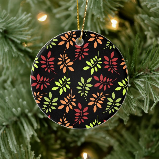 Colourful Autumn Leaves in Warm Tones Ceramic Orna Tree Decoration (Tree)