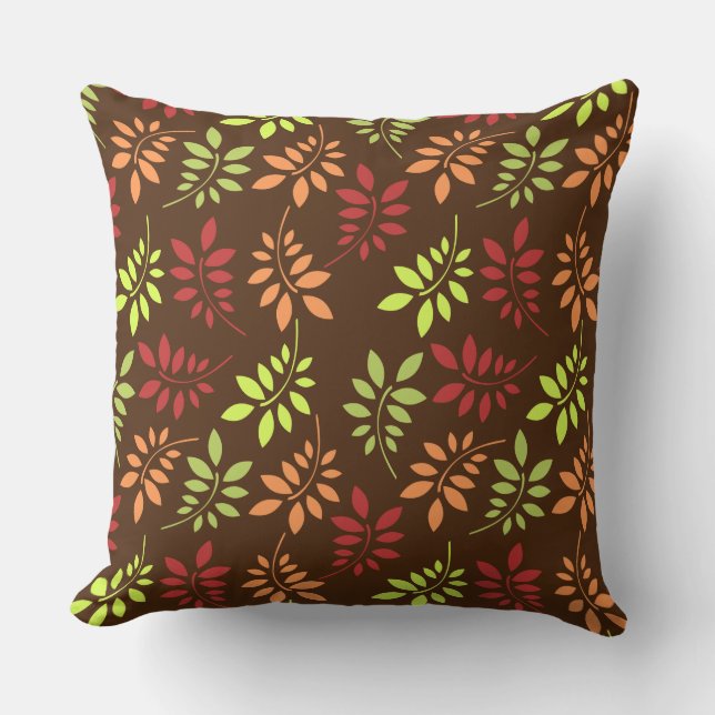 Colourful Autumn Leaves in Warm Tones Cushion (Front)