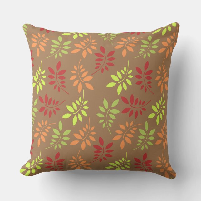Colourful Autumn Leaves in Warm Tones Cushion (Front)