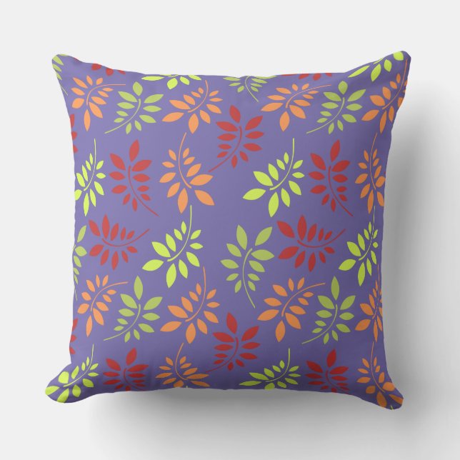 Colourful Autumn Leaves in Warm Tones Cushion (Front)