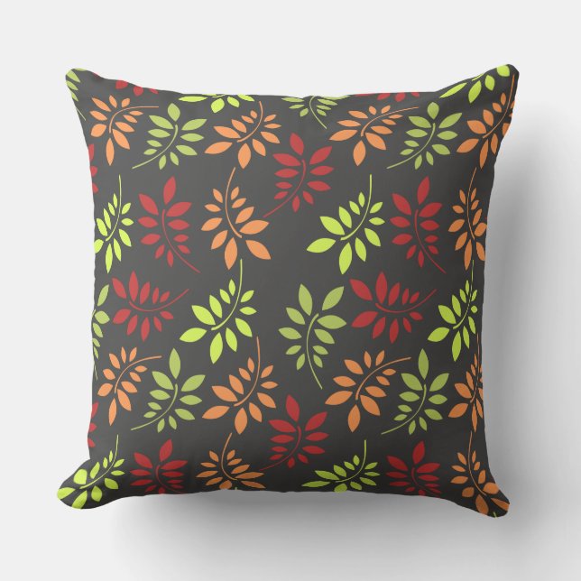 Colourful Autumn Leaves in Warm Tones Cushion (Front)