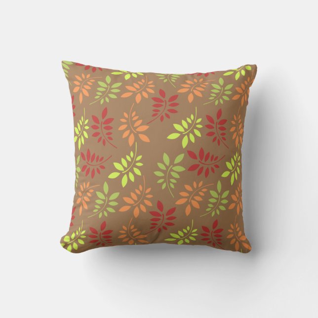 Colourful Autumn Leaves in Warm Tones Cushion (Front)