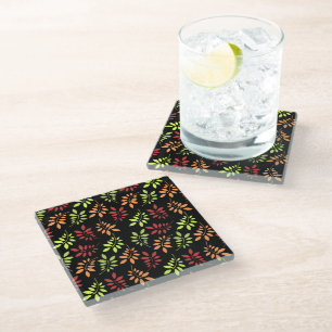 Colourful Autumn Leaves in Warm Tones Glass Coaste Coaster