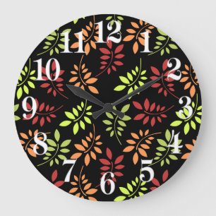 Colourful Autumn Leaves in Warm Tones Large Clock