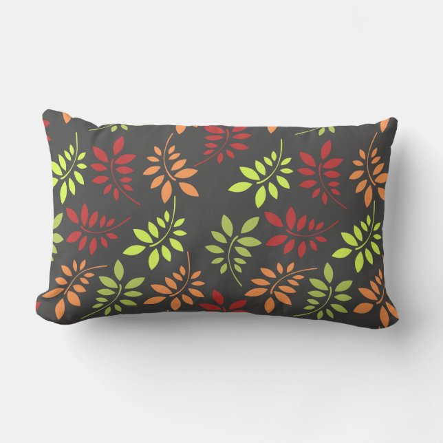 Colourful Autumn Leaves in Warm Tones Lumbar Cushion (Front)