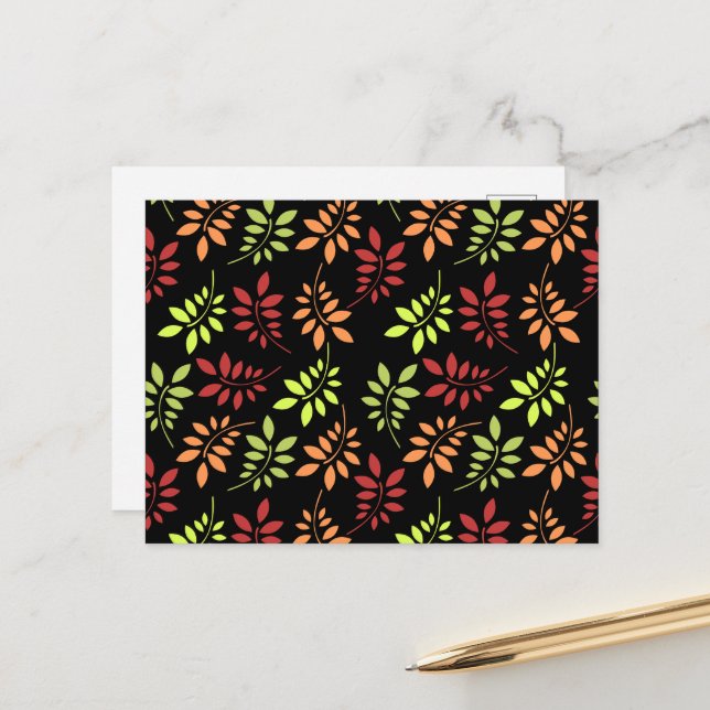 Colourful Autumn Leaves in Warm Tones Postcard (Front/Back In Situ)