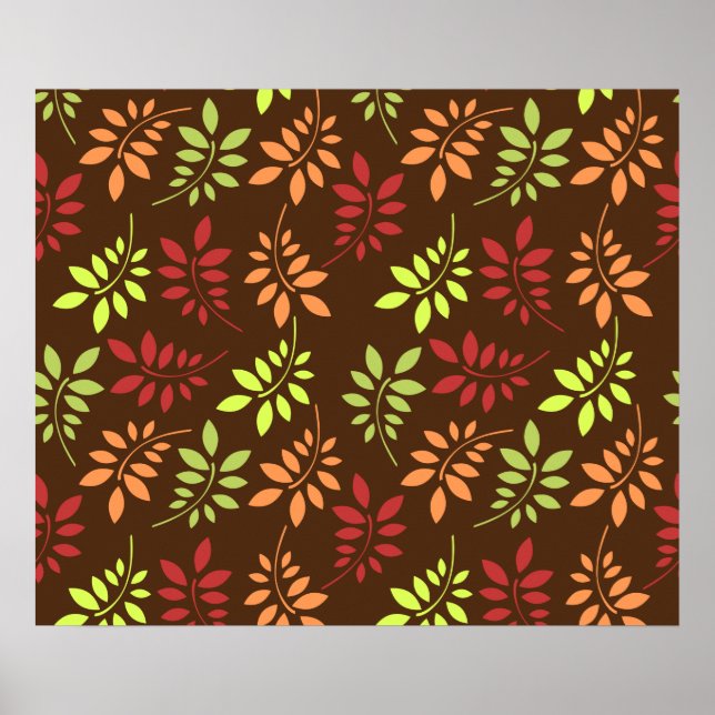 Colourful Autumn Leaves in Warm Tones Poster (Front)