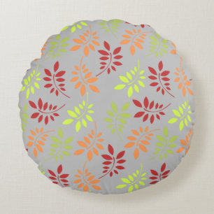 Colourful Autumn Leaves in Warm Tones Round Cushion