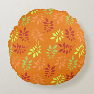 Colourful Autumn Leaves in Warm Tones Round Cushion