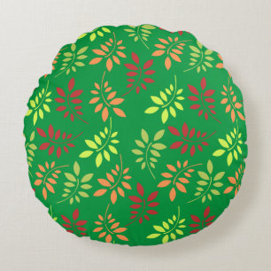 Colourful Autumn Leaves in Warm Tones Round Cushion
