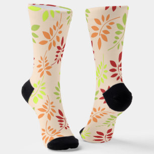 Colourful Autumn Leaves in Warm Tones Socks