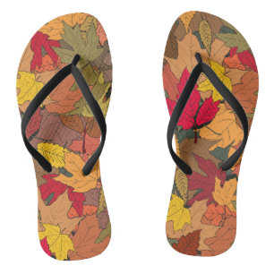 Colourful autumn leaves jandals